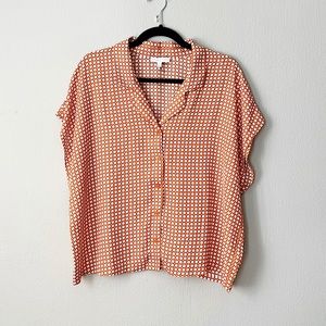 Maison d’Amelie collared button front geo dot print blouse